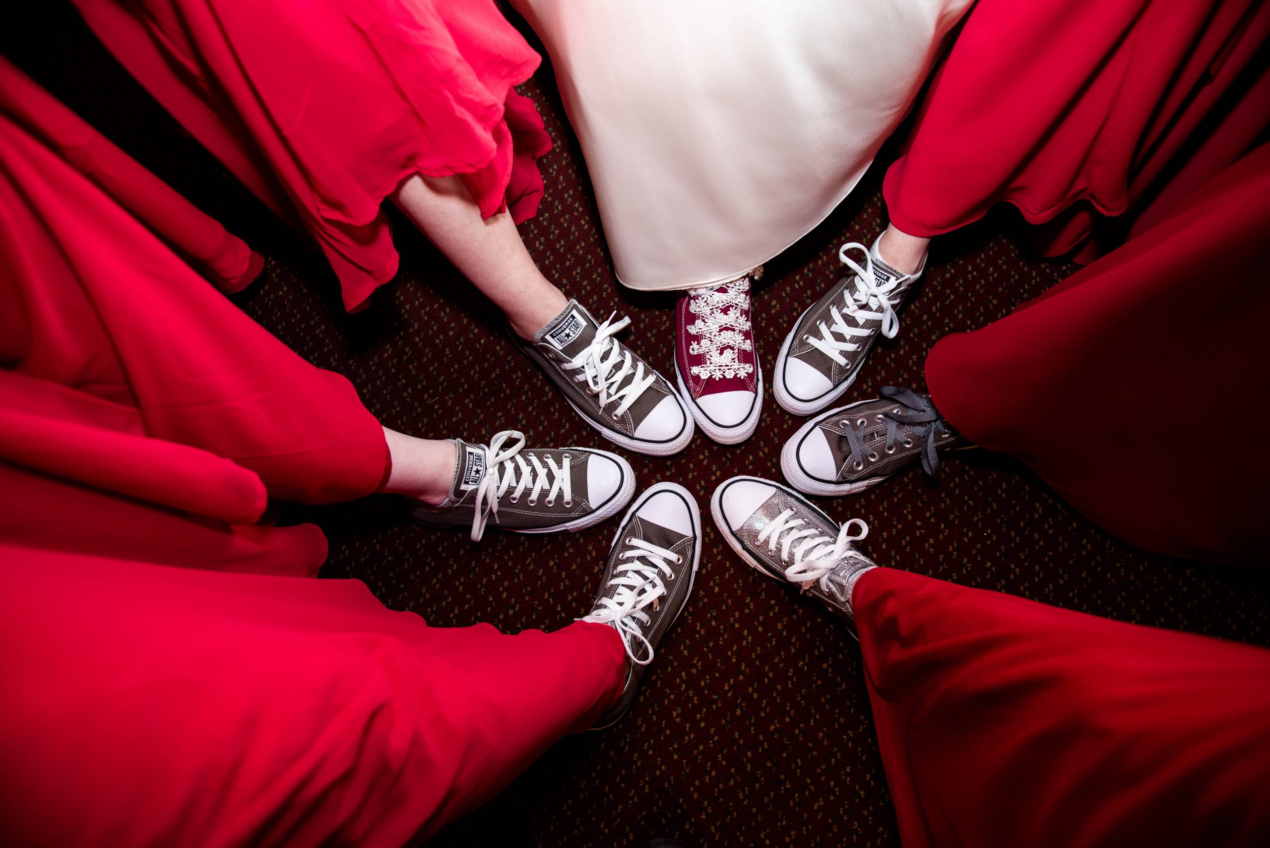 wedding photography bride and bridesmaids wearing converse