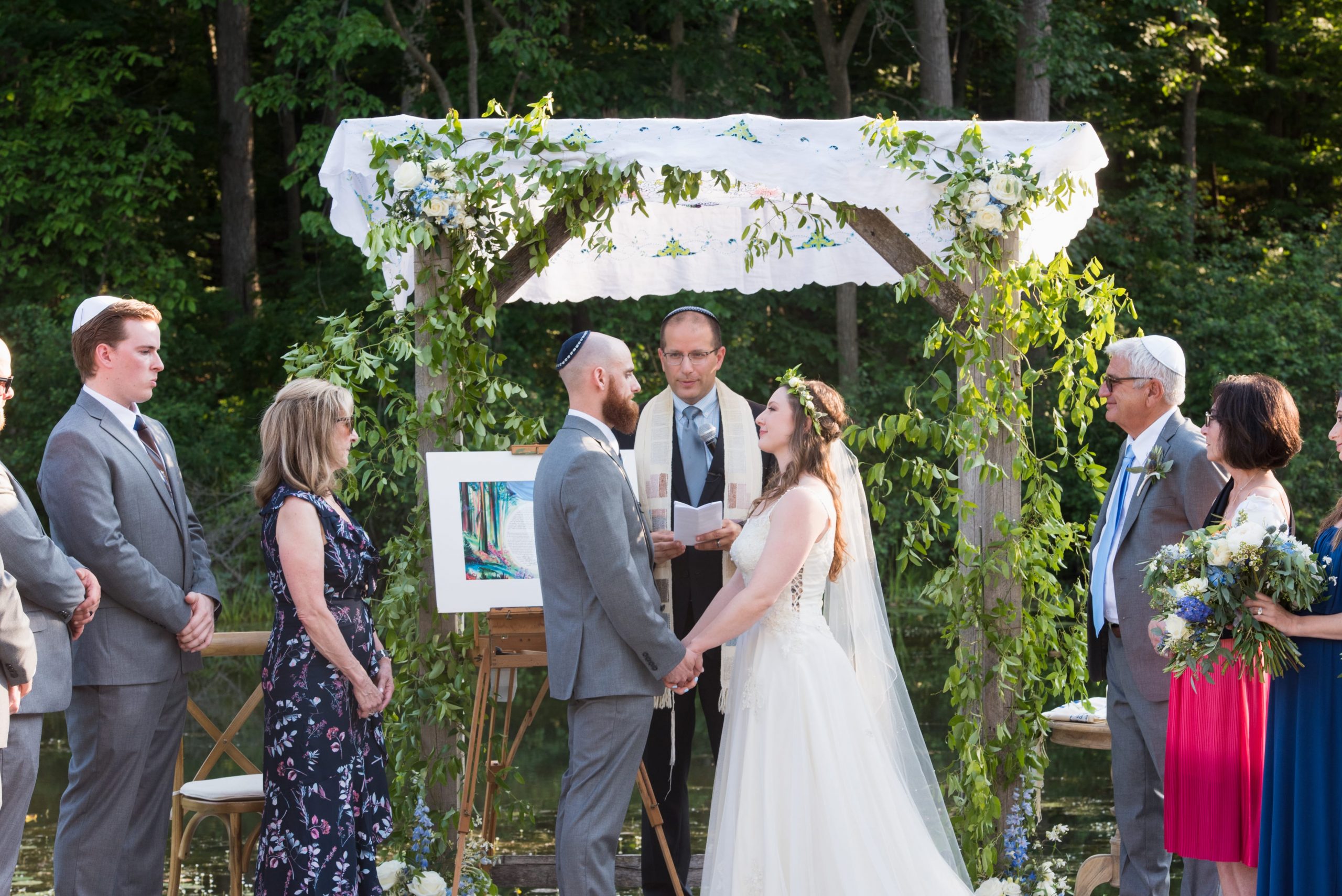 The Real Detroit Wedding of Jessica & Jason - Mike Staff Productions bride and groom at alter at wedding ceremony