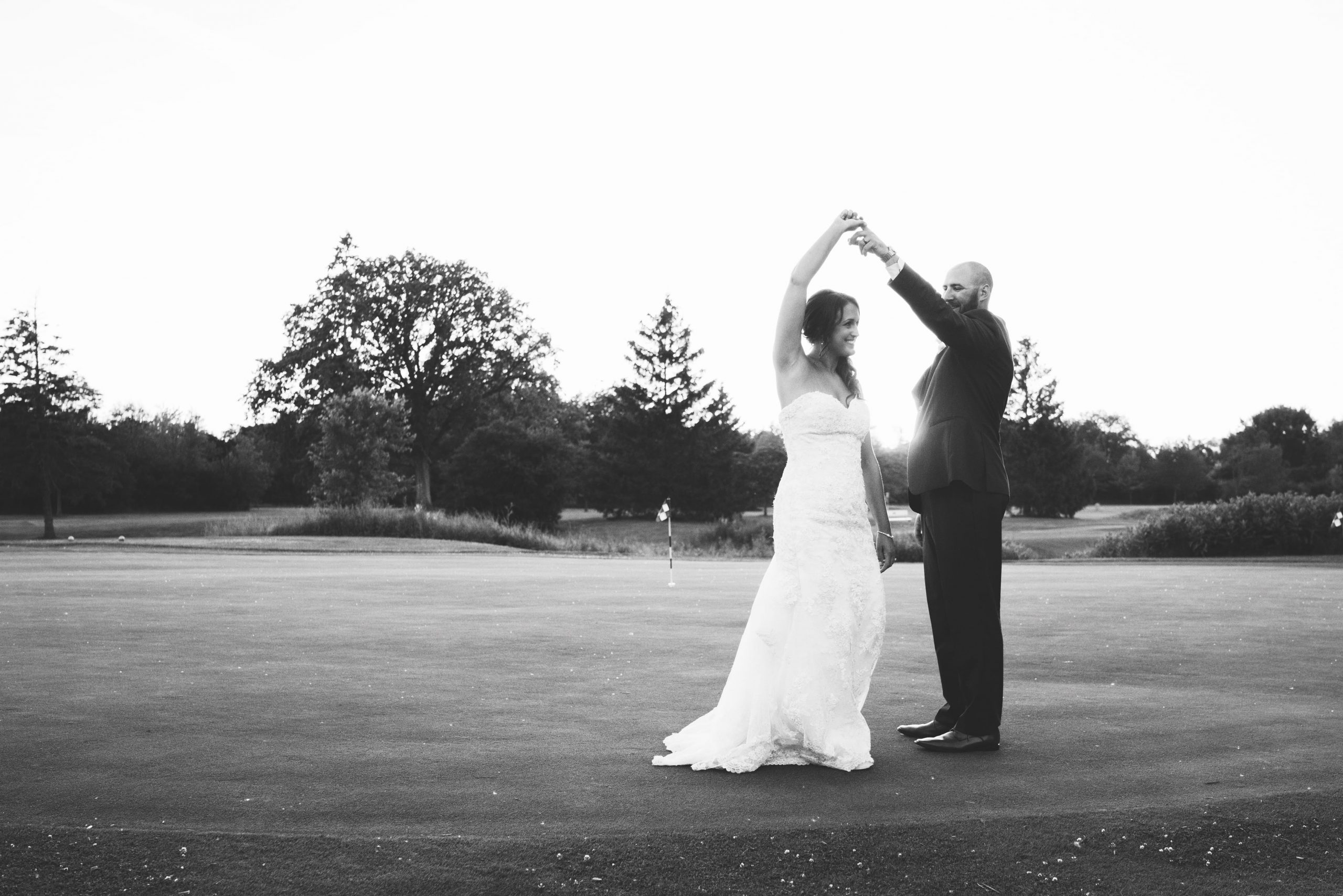 The Real Detroit Wedding of Kayla & Matthew - Mike Staff Productions bride and groom romantics on golf course