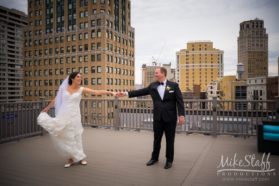 Amanda Andrew Wedding dancing rooftop - Mike Staff Productions Amanda and Andrew's Wedding at Atheneum Suite Hotel