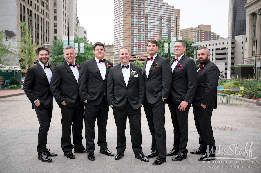 Amanda Andrew Wedding groom and groomsmen - Mike Staff Productions Amanda and Andrew's Wedding at Atheneum Suite Hotel