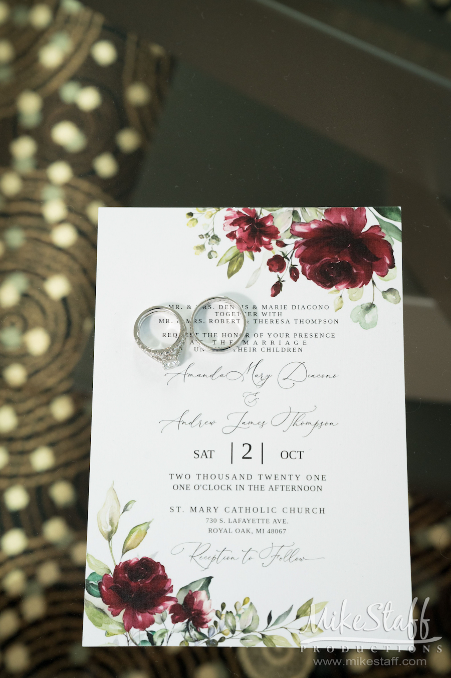 Amanda Andrew Wedding invitations - Mike Staff Productions Amanda and Andrew's Wedding at Atheneum Suite Hotel