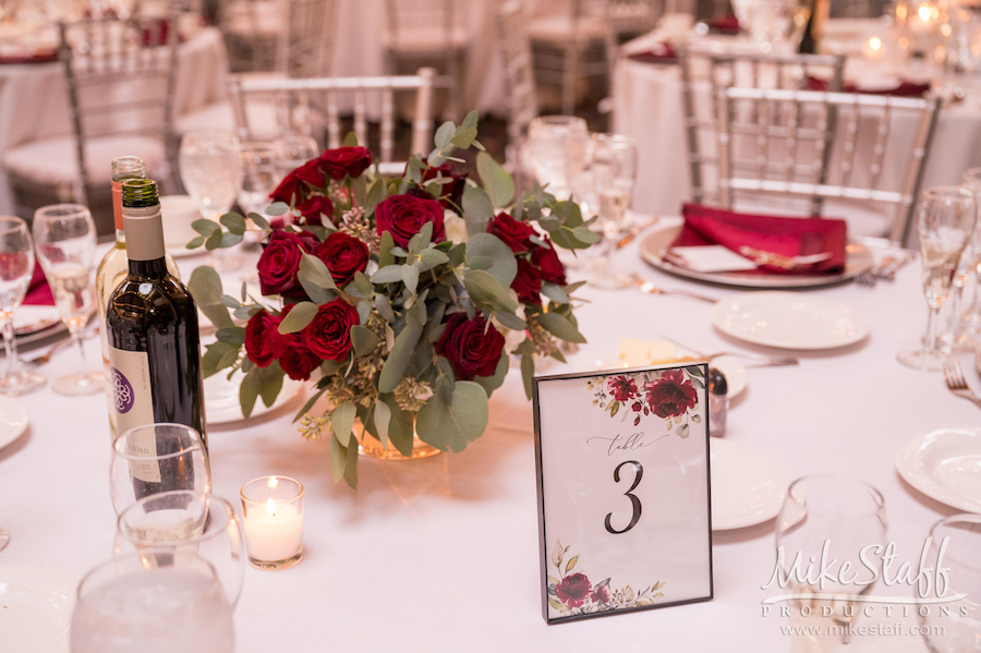 Amanda Andrew Wedding reception table settings - Mike Staff Productions Amanda and Andrew's Wedding at Atheneum Suite Hotel