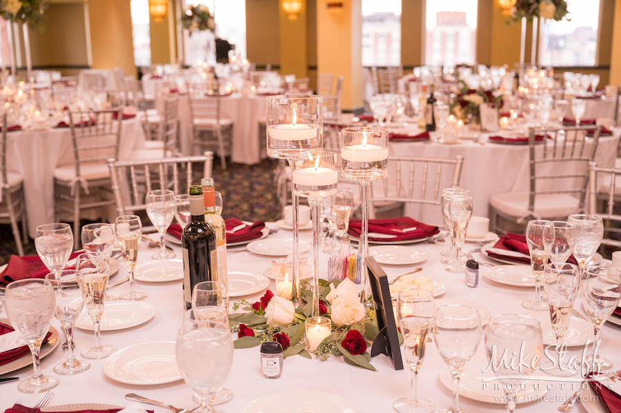 Amanda Andrew Wedding venue table settings - Mike Staff Productions Amanda and Andrew's Wedding at Atheneum Suite Hotel