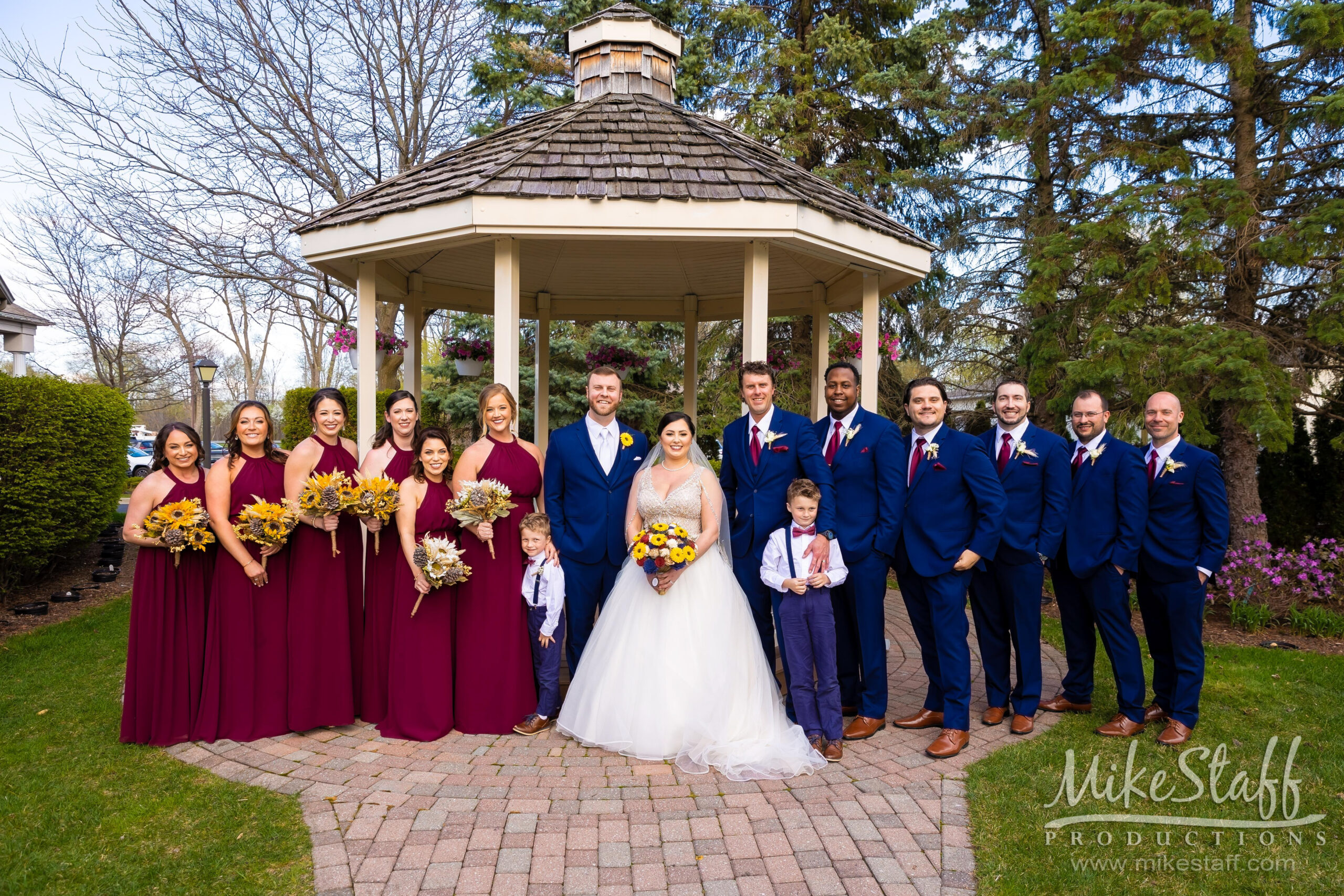 bridal party in front of gazebo - Mike Staff Productions bridal party in front of gazebo