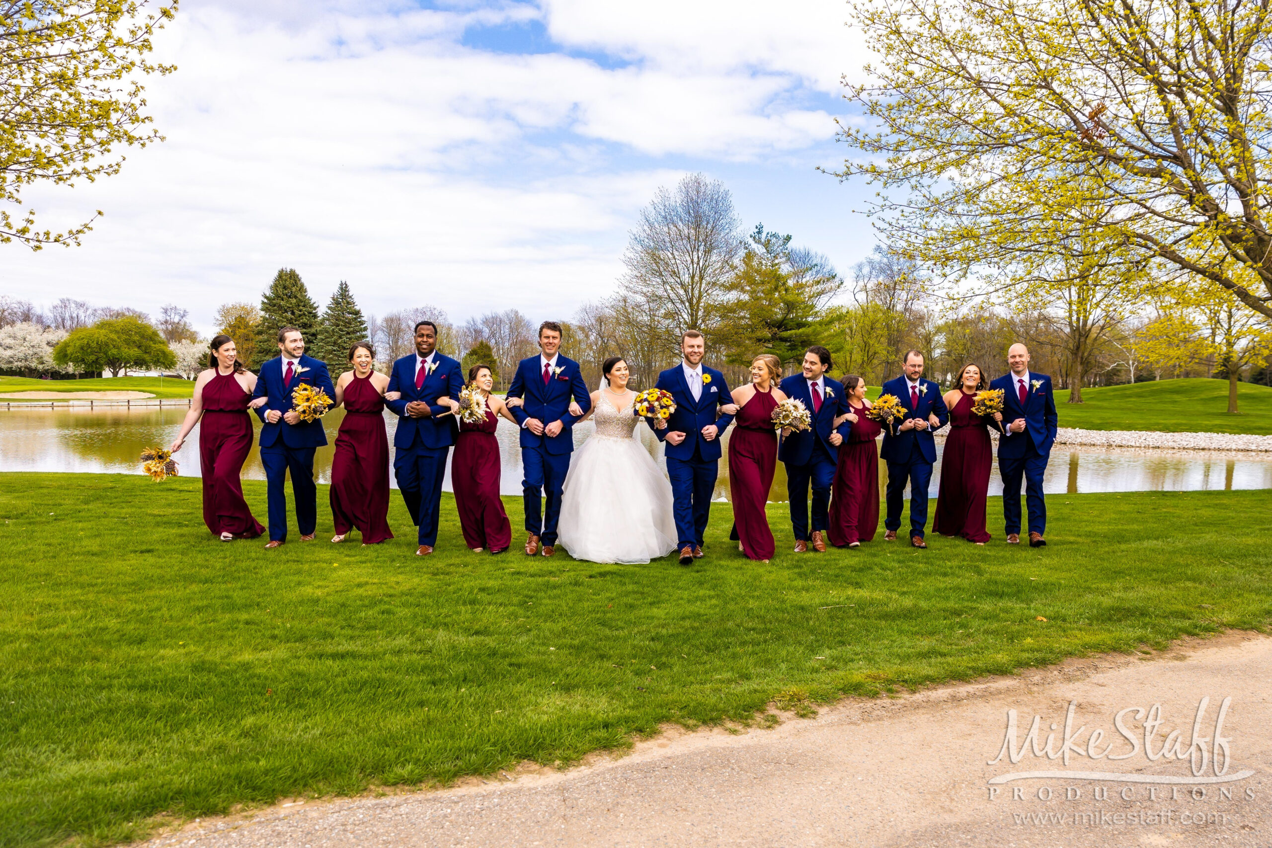 bridal party walking at sycamore hills - Mike Staff Productions bridal party walking at sycamore hills