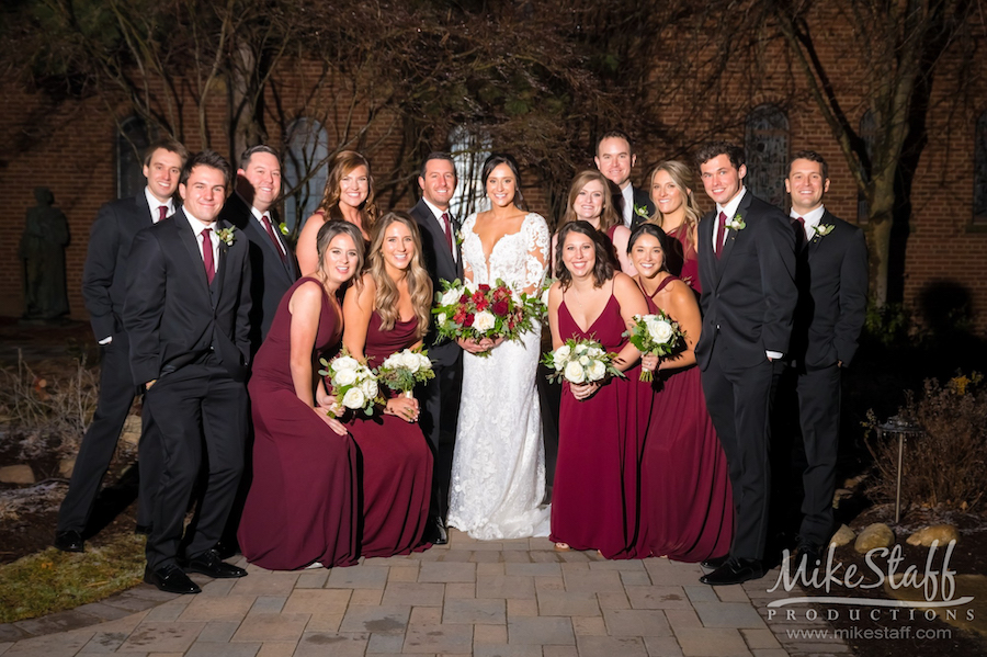 bridal party wearing maroon - Mike Staff Productions bridal party wearing maroon