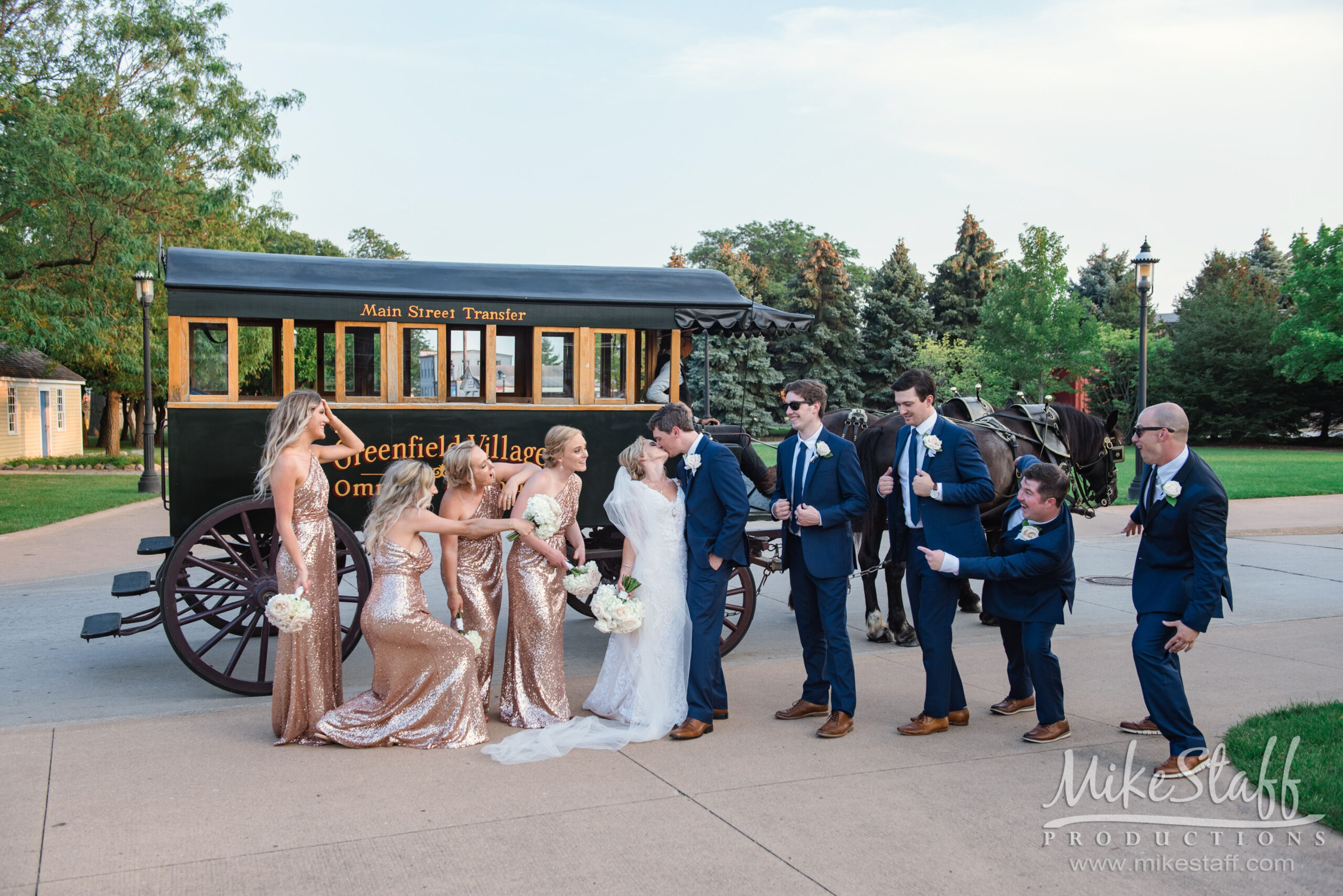 bridal party with horse and carriage - Mike Staff Productions bridal party with horse and carriage