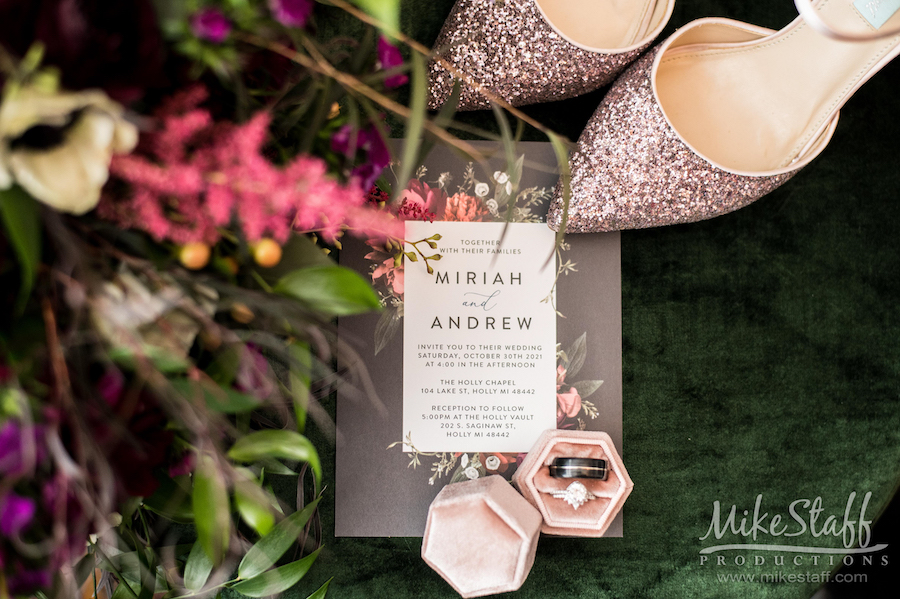 bridal shoes wedding invite brooks details - Mike Staff Productions bridal shoes wedding invite brooks details