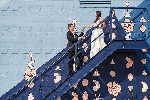 Bride and groom outside the roostertail - Mike Staff Productions - Mike Staff Productions downtown detroit wedding