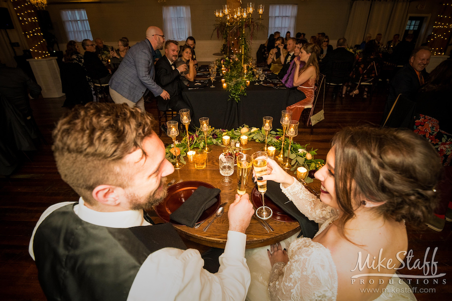 bride and groom toasting wedding reception - Mike Staff Productions bride and groom toasting wedding reception