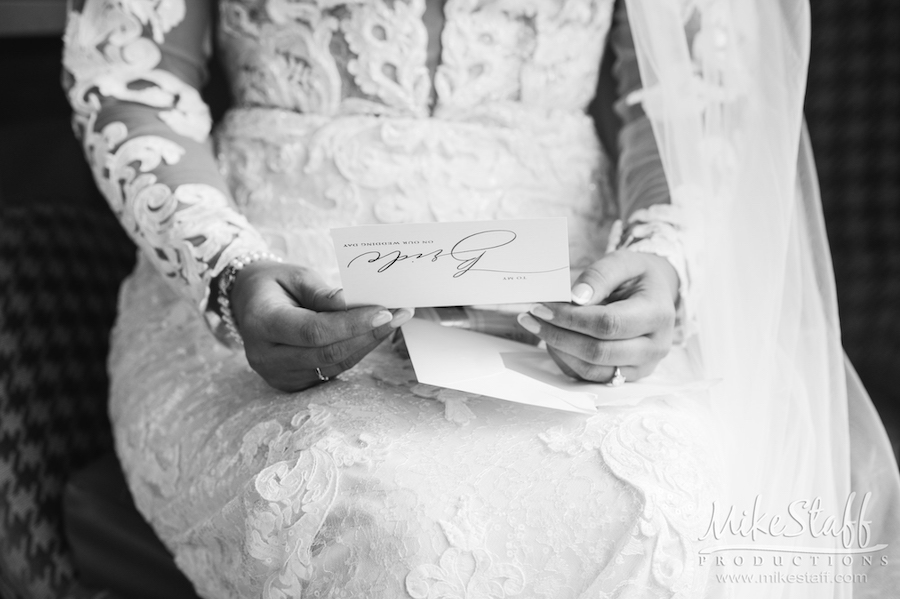 bride reading note pre ceremony - Mike Staff Productions bride reading note pre ceremony