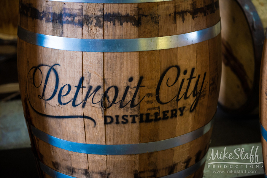 detroit city distillery barrel - Mike Staff Productions Amanda and Michael's Detroit whiskey factory wedding