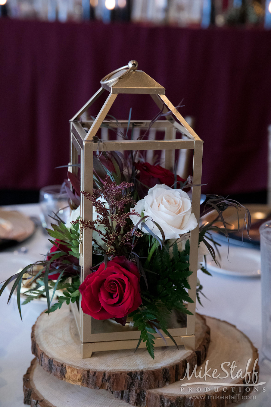 gold wedding reception centerpiece - Mike Staff Productions gold wedding reception centerpiece