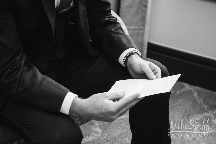 groom reading note pre ceremony - Mike Staff Productions groom reading note pre ceremony