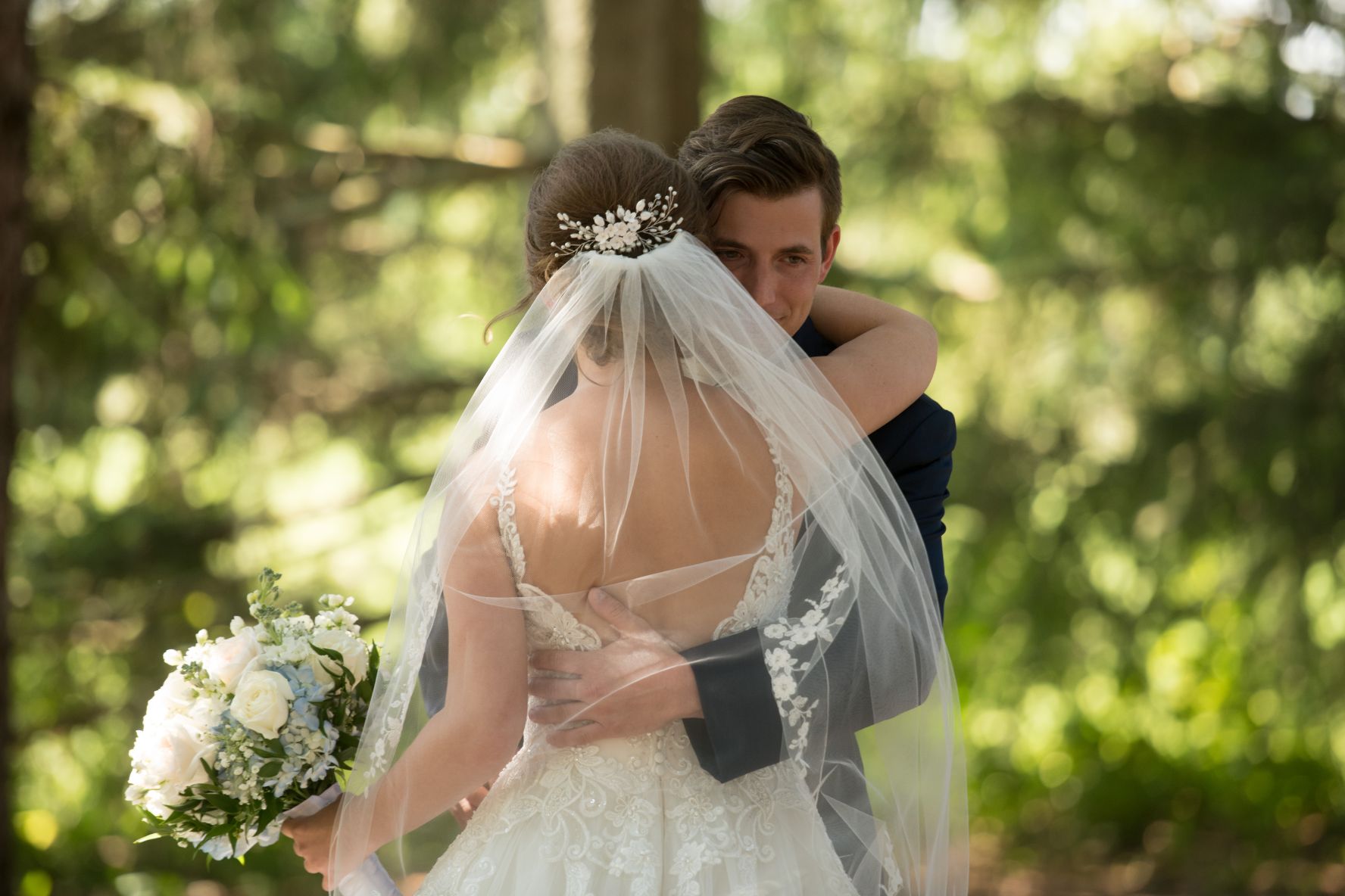 hugging at first look in woods - Mike Staff Productions