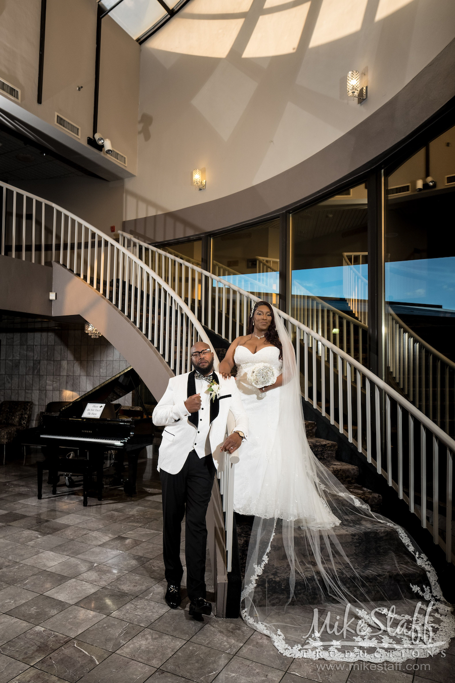 Lomyda and Eric on stairs at laurel manor - Mike Staff Productions Lomyda and Eric on stairs at laurel manor