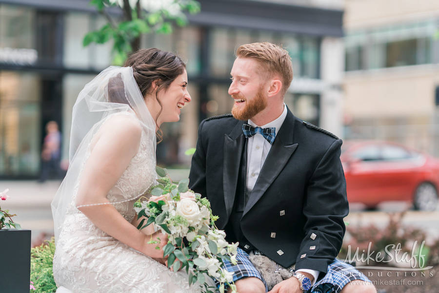 mikestaff-21 - Mike Staff Productions bride and groom laughing outdoors