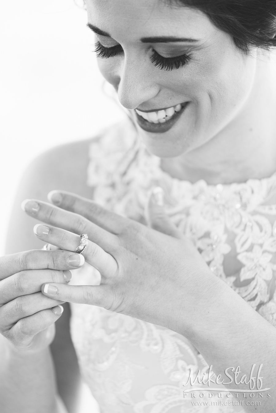 mikestaff-2 - Mike Staff Productions bride abby holding engagement black and white wedding photograhy