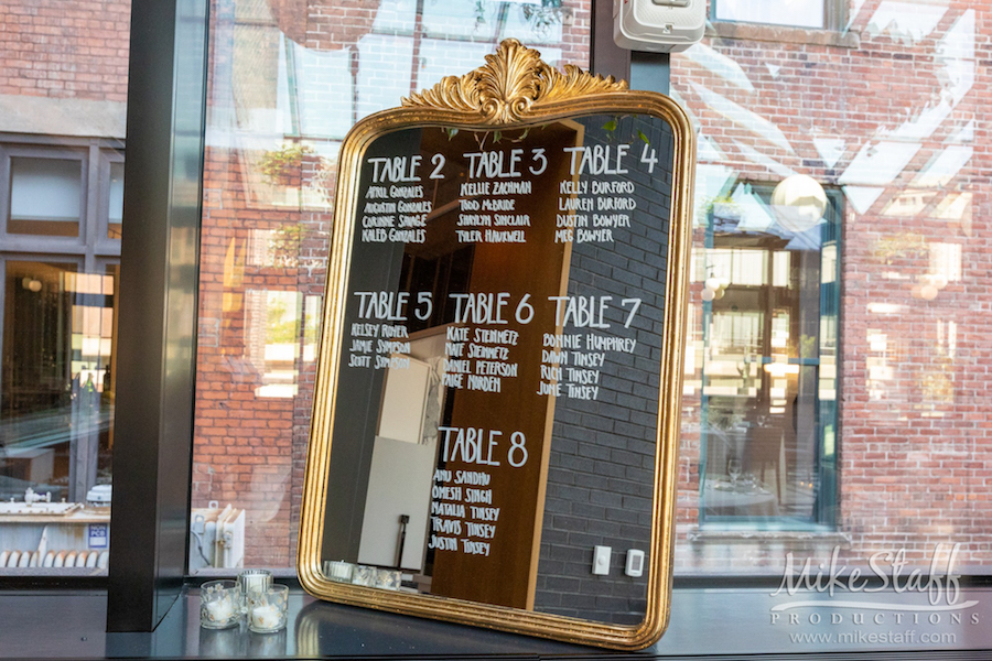 mikestaff-37 - Mike Staff Productions mirrored table seating chart Shinola Hotel