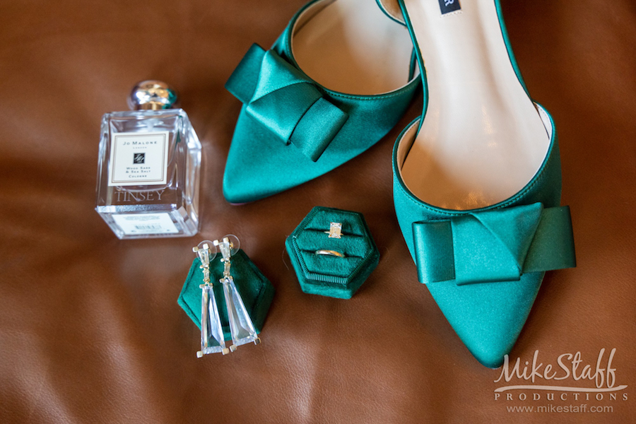 mikestaff-35 - Mike Staff Productions teal satin wedding shoes and brides jewelry