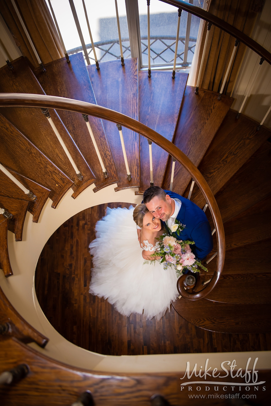 mikestaff-13 - Mike Staff Productions wedding photos on staircase at colony club