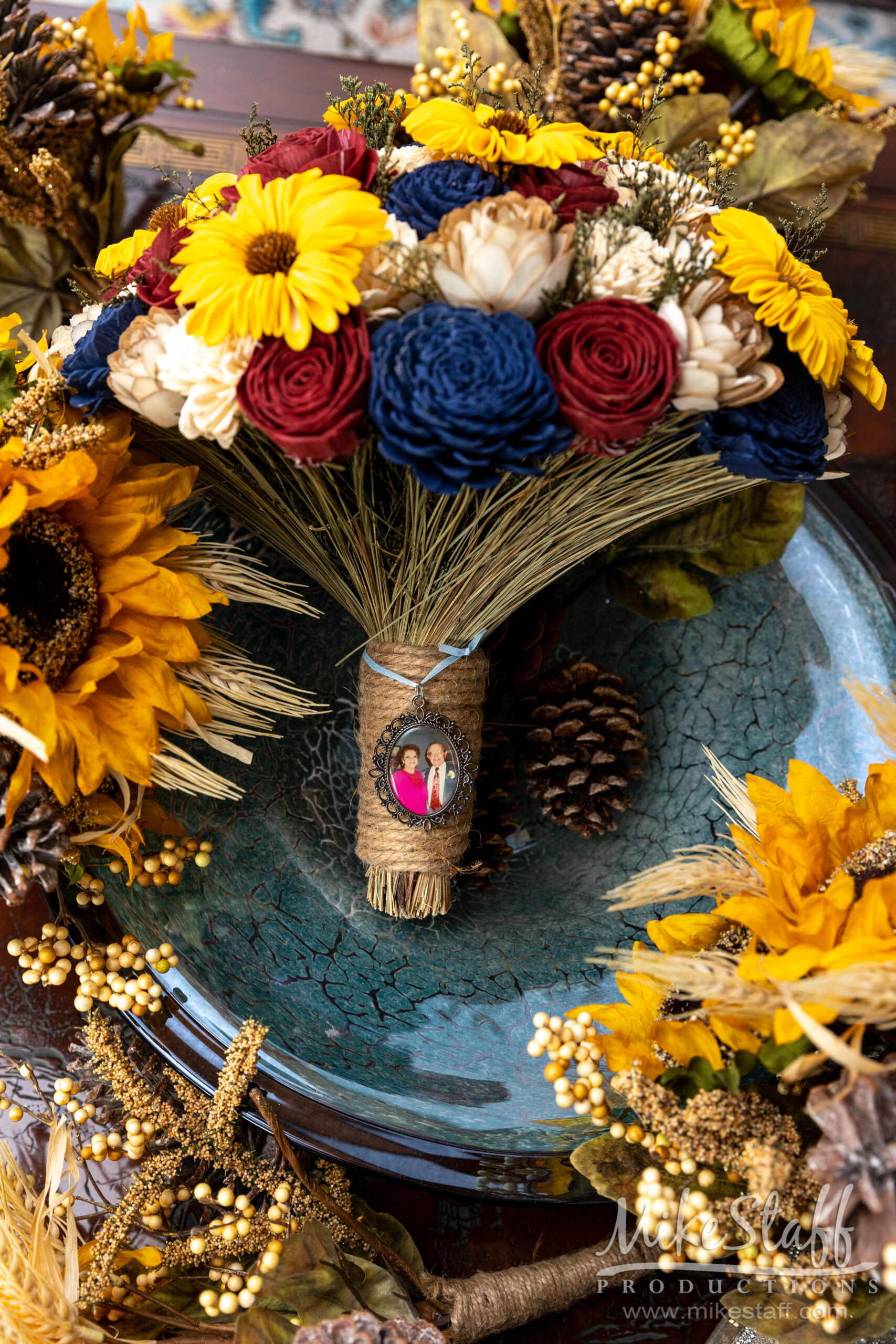navy red and yellow bridal bouquet - Mike Staff Productions navy red and yellow bridal bouquet