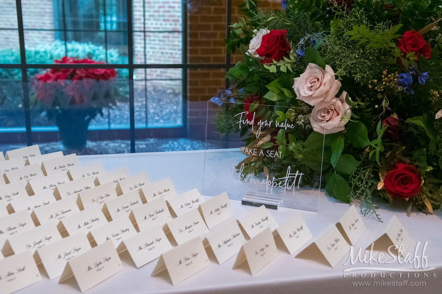 place cards at wedding reception - Mike Staff Productions place cards at wedding reception