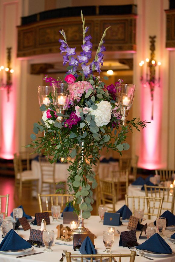 uplighting with floral centerpiece - Mike Staff Productions - Mike Staff Productions wedding uplighting with floral centerpiece