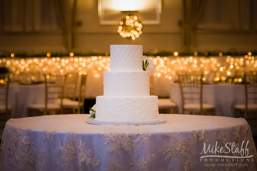 weddding cake at inn at st johns ballroom - Mike Staff Productions weddding cake at inn at st johns ballroom