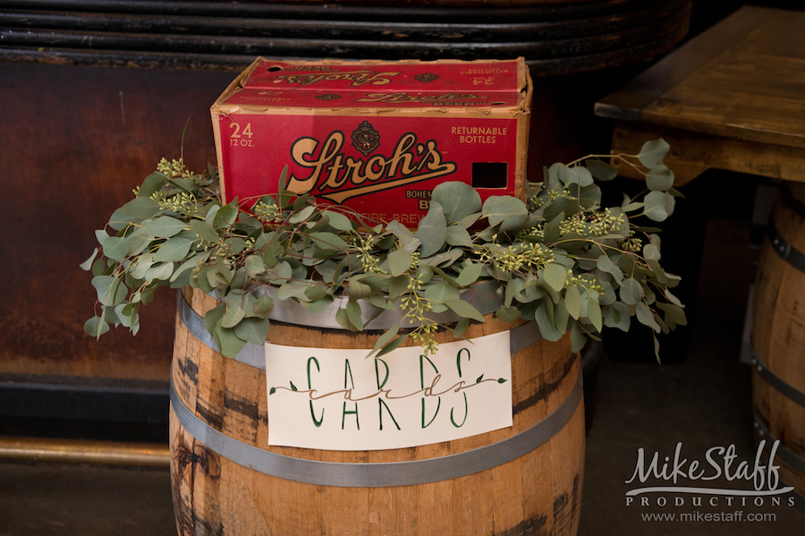 wedding gift table strohs box - Mike Staff Productions Amanda and Michael's Detroit whiskey factory wedding