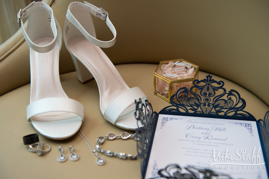 white bridal heels and jewelry - Mike Staff Productions white bridal heels and jewelry