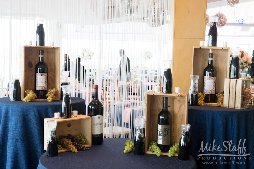 wine display at reception - Mike Staff Productions wine display at reception